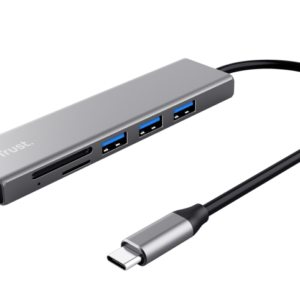 Hub Trust Halyx Cardreader, 3 porturi USB 3.2, gri