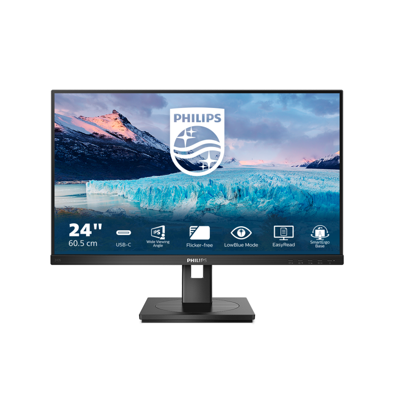 Monitor Philips 23.8", IPS, FHD 1920x1080, 100Hz, 4ms FlickerFree, Boxe