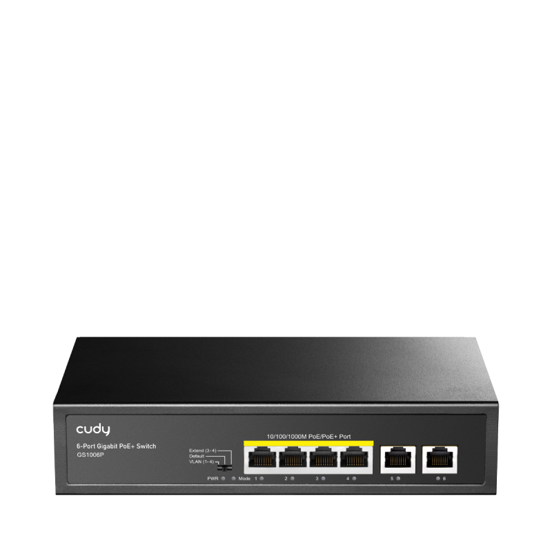 CUDY 6-Port 10/100/1000M PoE+ Switch, 4-Port 10/100/1000 BASE-T Gigabit PoE+