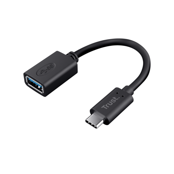 Adaptor Trust Calyx USB-C-USB-A, lungime cablu 9 cm, negru