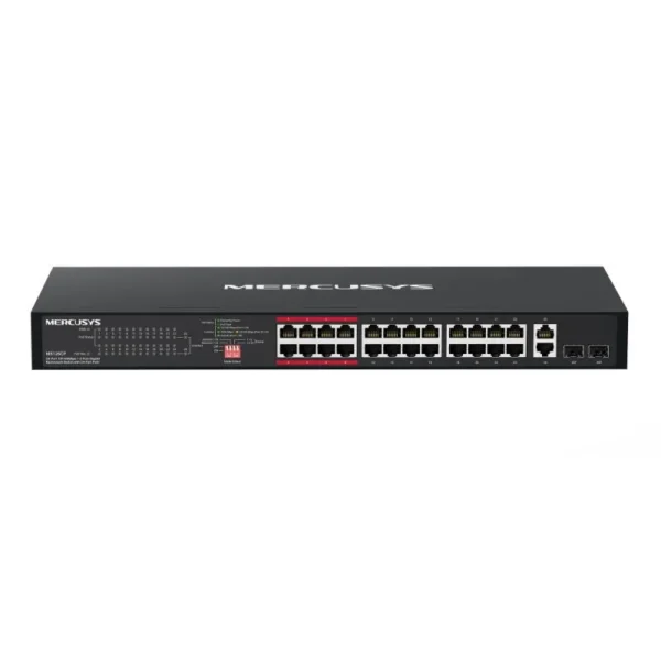 24 - Port 10/100Mbps + 2 - Port Gigabit Rackmount Switch with 24 - Port PoE+ PORT: 24× 10/100Mbps PoE+ Ports - 2×