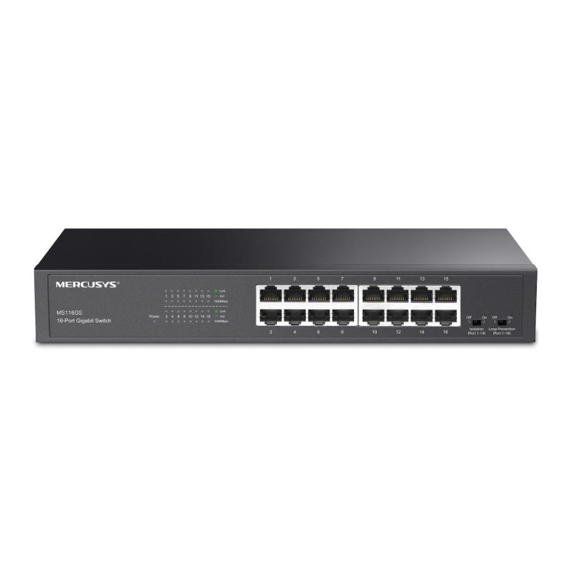 16-Port Gigabit Desktop/Rackmount Switch, interfata 16×10/100/1000Mbps RJ45 Ports, Auto-Negotiation, Auto