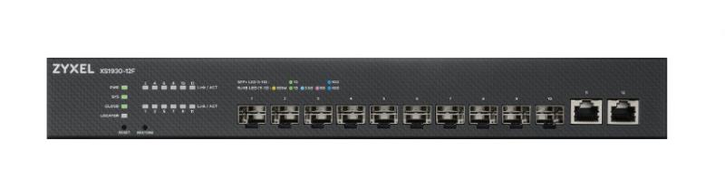 XS1930-12F, 10-port 10G Smart Managed Fiber Switch, 2 Multi-Gigabit Ports