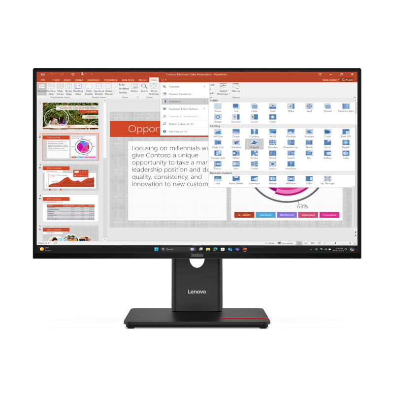 Monitor Lenovo ThinkVision T27-40; 27"IPS, FHD (1920x1080), 16:9, Brightness: