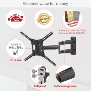 Suport TV plat/curbat de perete cu 2 brate Barkan BM443LP,