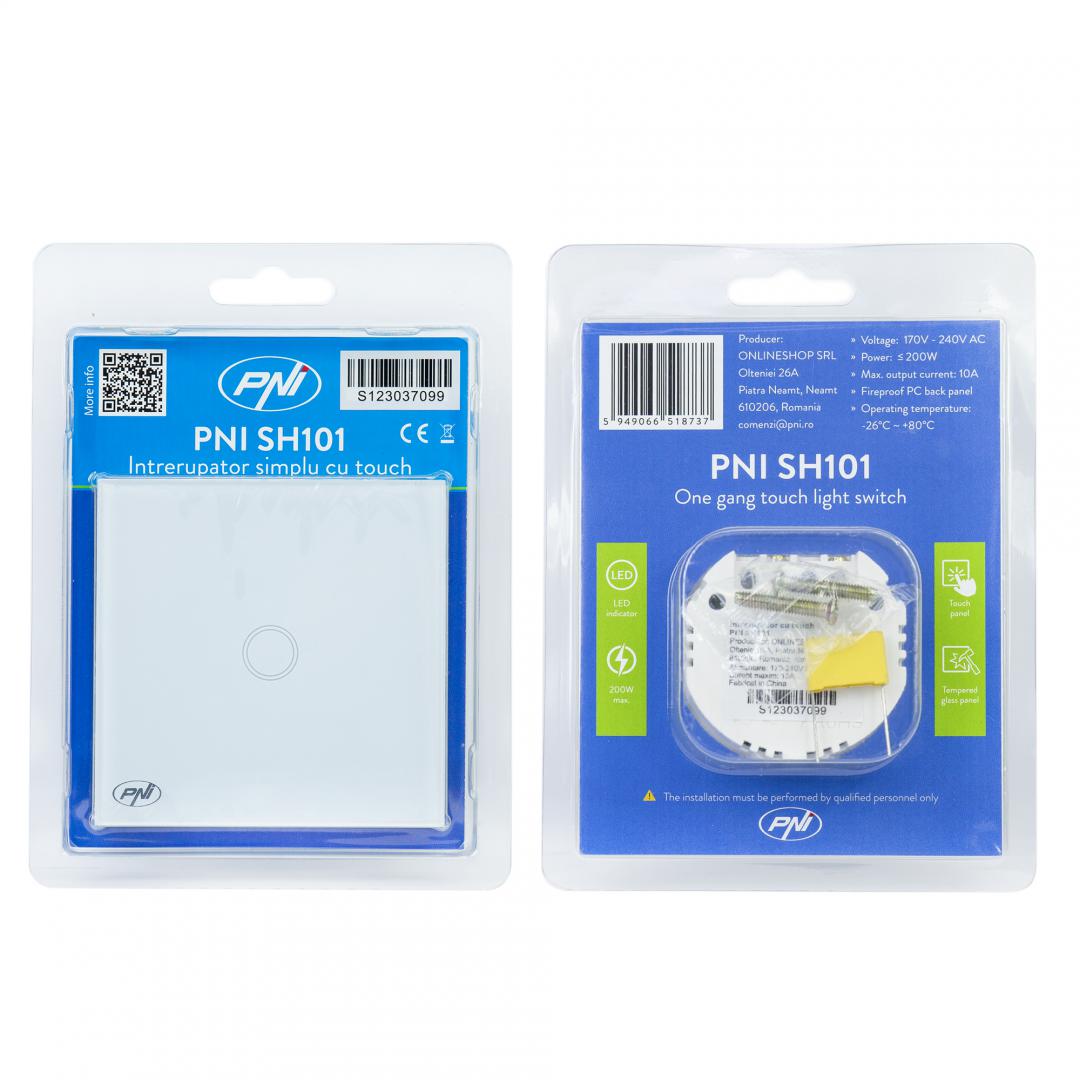 Intrerupator cu touch PNI SH101 alb cu LED indicator cu - imagine 3
