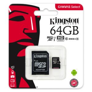 Card de Memorie MicroSDXC Kingston, 64GB, Canvas Select 80R, Clasa