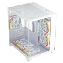 Carcasa 1stPLAYER Gaming BV5 - wh - alb - 5 ventilatoare aRGB plus PWM - Micro - ATX - telecomanda