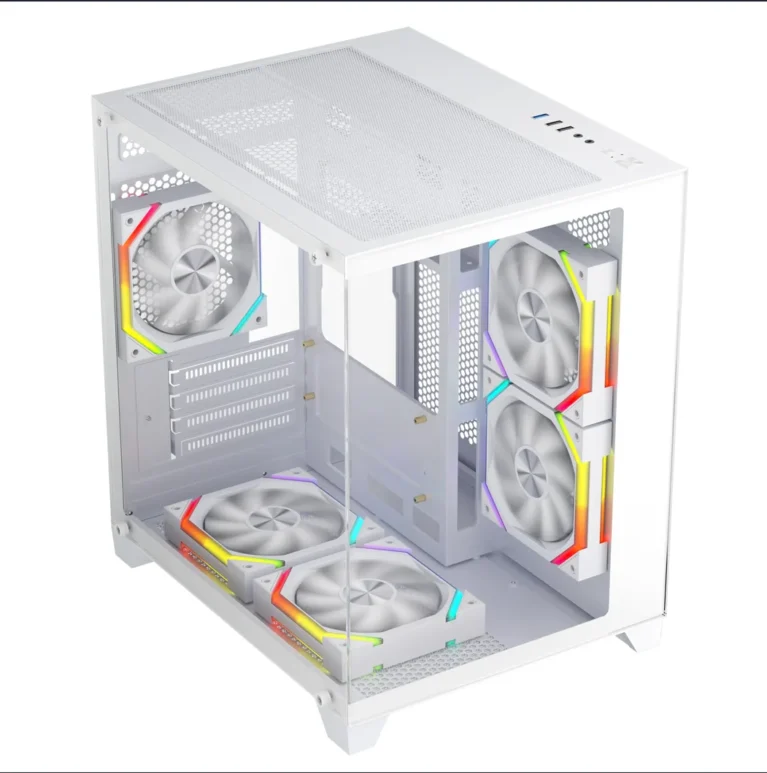 Carcasa 1stPLAYER Gaming BV5 - wh - alb - 5 ventilatoare aRGB plus PWM - Micro - ATX - telecomanda