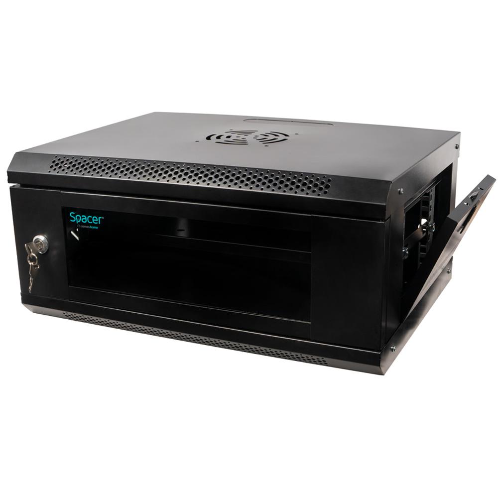 CABINET 19″ SPACER 4U 500x400mm, fixare pe perete, Flatpack (dezasamblat), - imagine 4