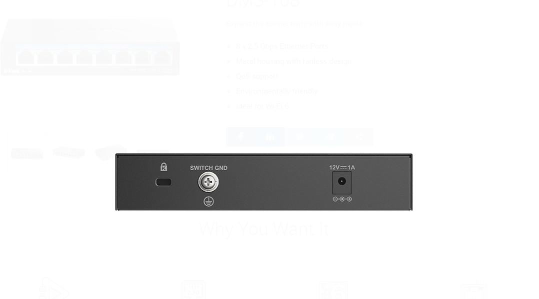 – D Link Dms – 108 Unmanaged Switch 8 Port, Interfata: 8 X 10/100Mbps/1G/2.5G - imagine 4