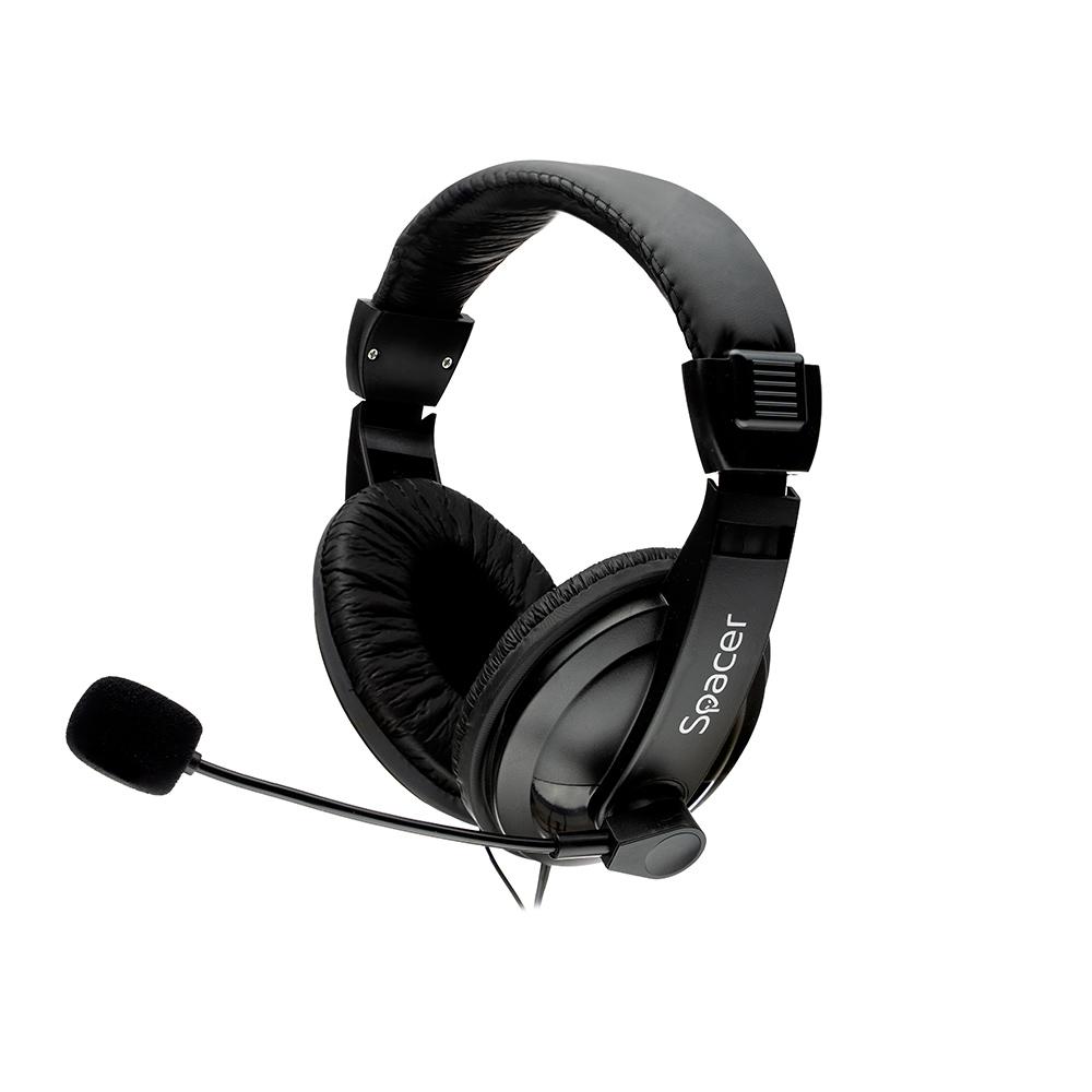 Casti cu micr. Spacer, cu fir, multimedia, 2x Jack 3.mm,