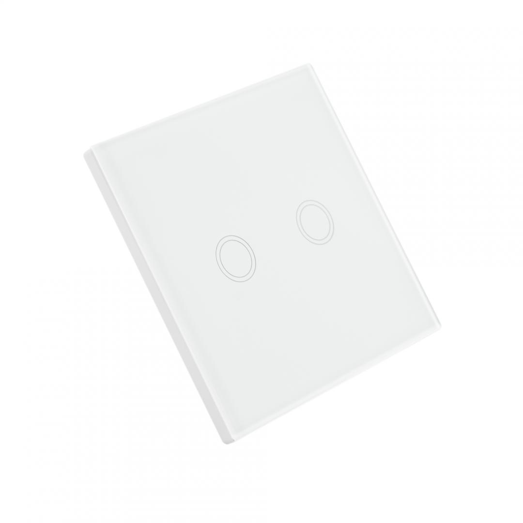 Intrerupator dublu cu touch PNI SH202 din sticla, alb cu - imagine 7