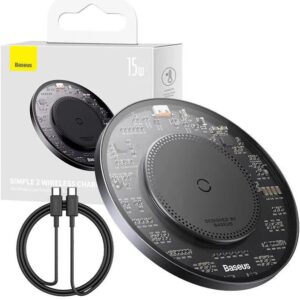 Incarcator wireless Baseus Simple Qi 15W, compatibilitate smartphones, cablu Type-C