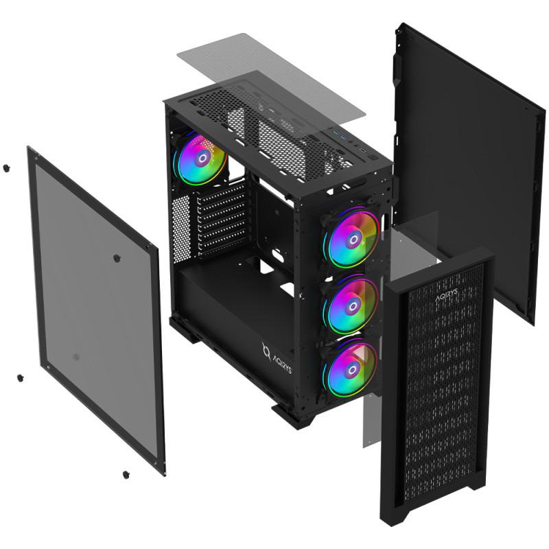 Carcasa AQIRYS Avior Mid Tower ARGB NEGRU - imagine 16