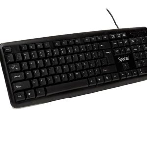 Tastatura Spacer SPKB-520 cu fir, USB, 104 taste, anti-spill, negru