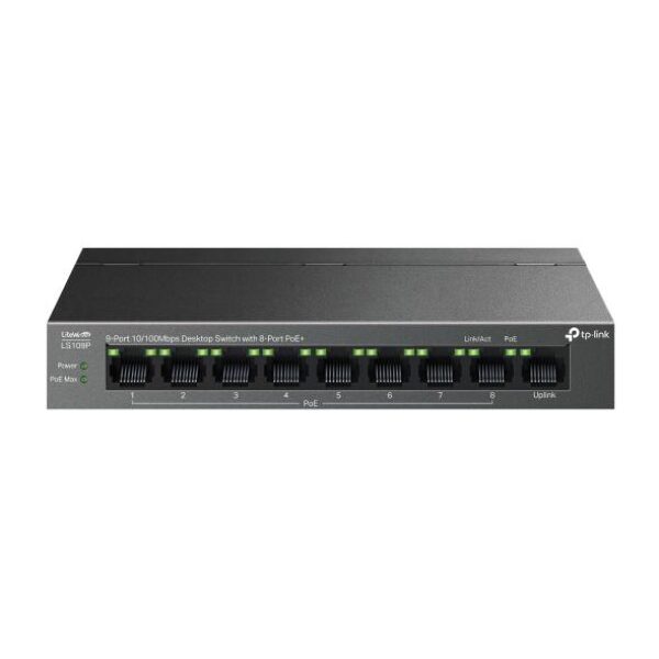 "9-Port 10/100 Mbps Desktop Switch with 8-Port PoE+ PORT: 8×