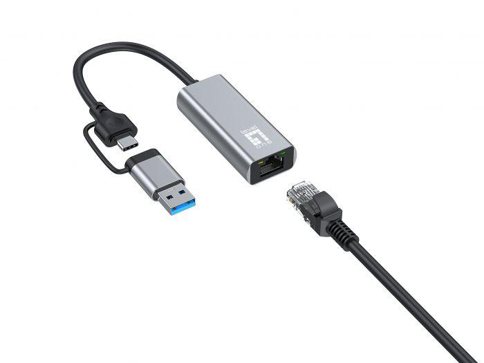 LevelOne USB-0423 2.5 Gigabit Ethernet 2-in-1 USB-C/A Network Adapter, - imagine 5