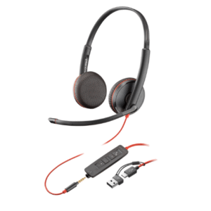 Poly Blackwire 3225 Stereo USB-C Headset +3.5mm Plug +USB-C/A Adapter