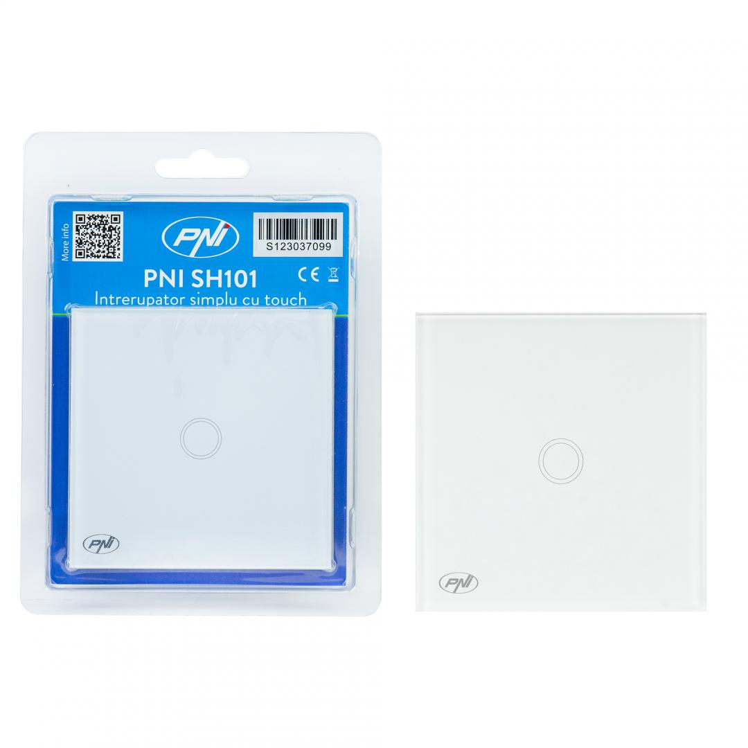 Intrerupator cu touch PNI SH101 alb cu LED indicator cu