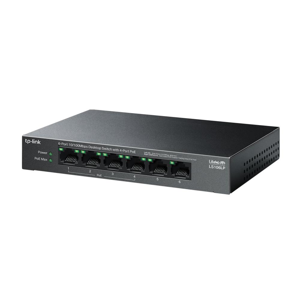"6-Port 10/100 Mbps Desktop Switch with 4-Port PoE PORT: 4×