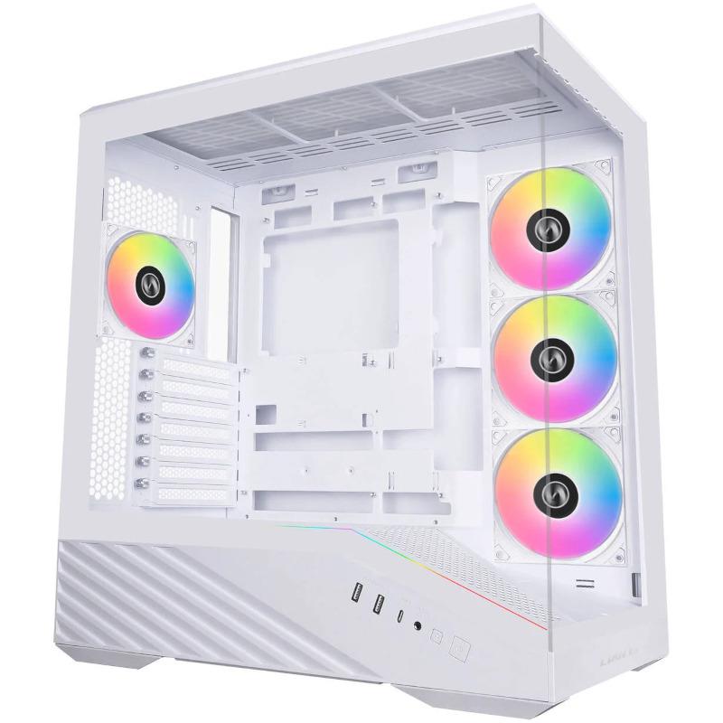 Carcasa LIAN LI VECTOR V100 RGB ALB, Tempered Glass, Sloturi