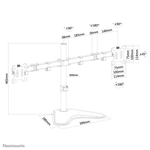 Suport Monitor de Birou Dual, Neomounts by Newstar FPMA-D550DDBLACK , - imagine 3