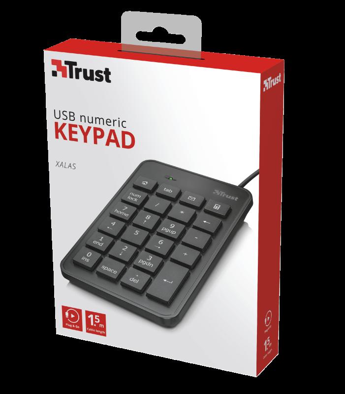 Trust Xalas USB Numeric Keypad, neagra - imagine 4
