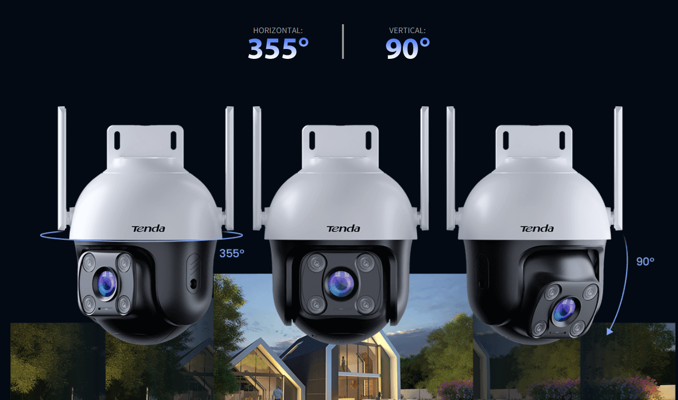 Tenda CH3-WCA 1080P Outdoor Wi-Fi Pan/Tilt Camera, Pan/Tilt: Orizontal:360°, Vertical: