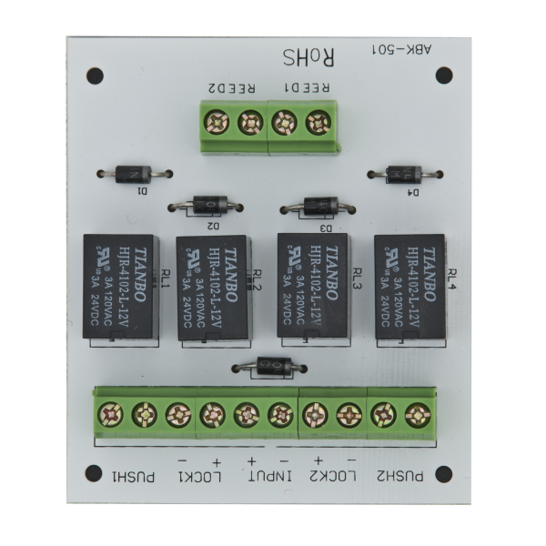 Modul electronic pentru doua usi cu incuietori tip fail-safe cu