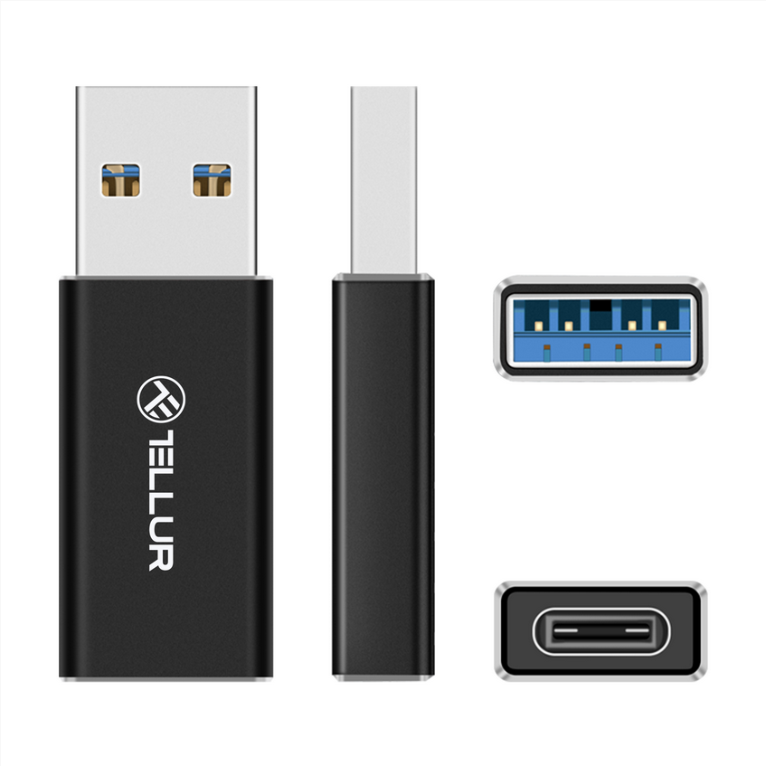 Adaptor USB-A la USB-C Tellur, 3A, Viteze de Transfer de