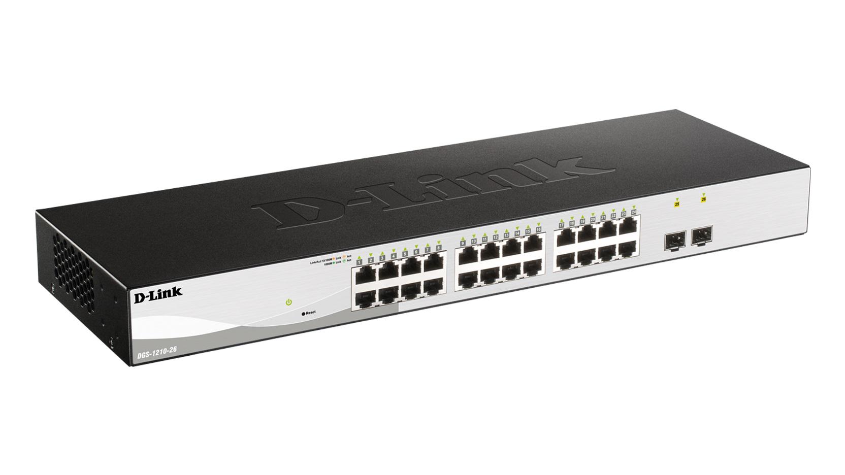 D-link 26-Port Gigabit Smart Switch with 2 SFP ports, DGS-1210-26;