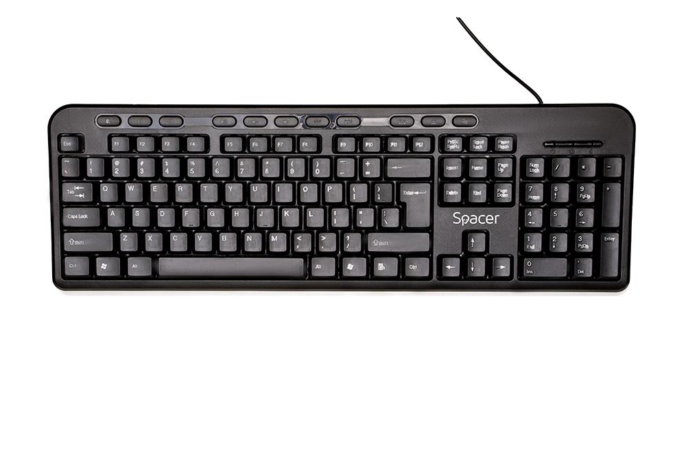 Tastatura Spacer SPKB-169 cu fir, USB, multimedia, 104 taste + - imagine 3