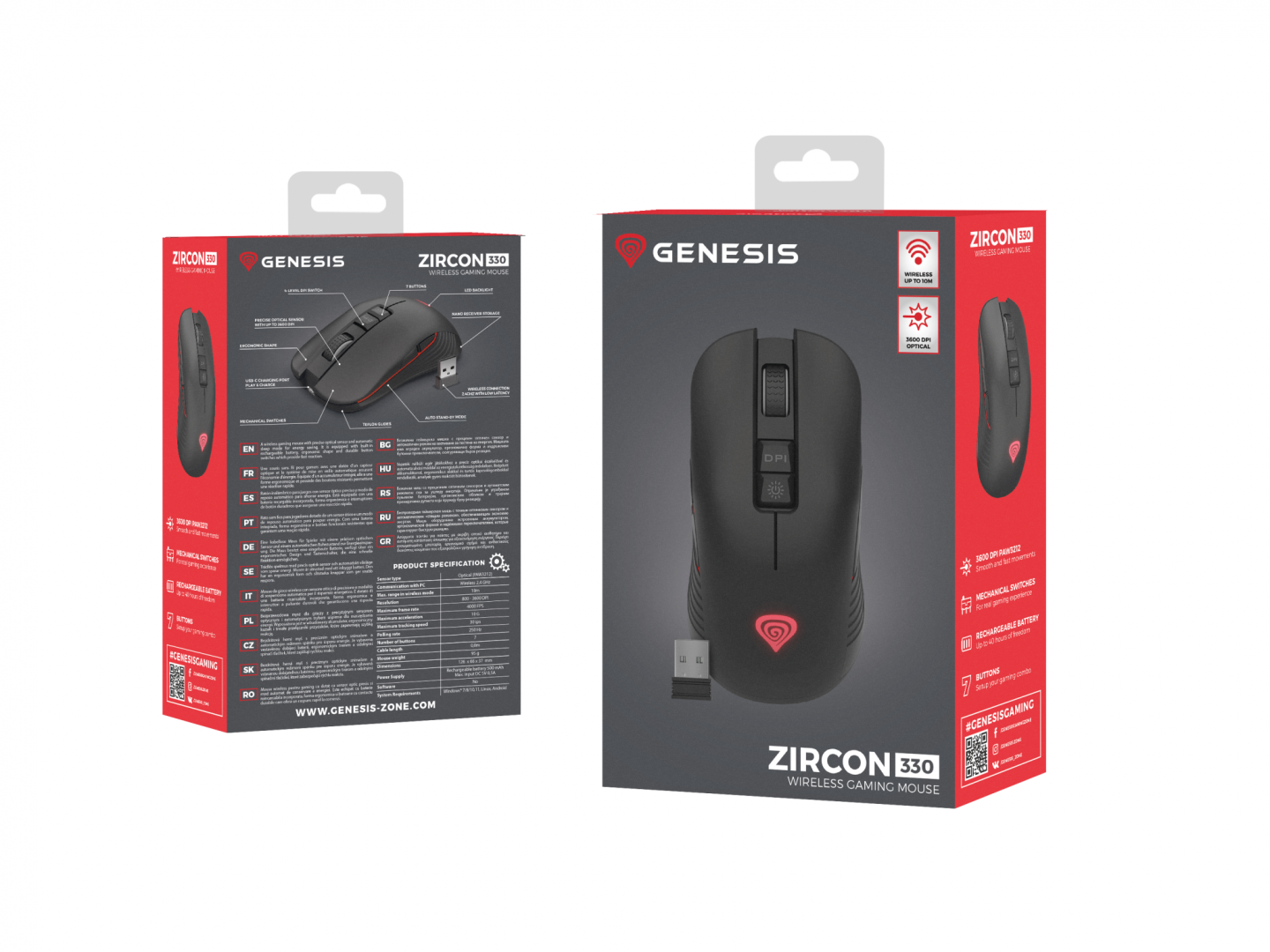 Mouse gaming wireless Gensesis Zircon 330, interfata USB, 3600 DPI, - imagine 10