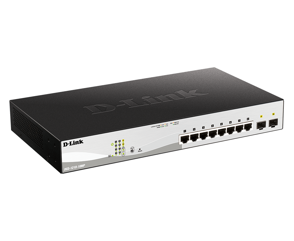 D-Link Switch 10 porturi POE smart maaged DGS-1210-10MP, Interfata: 8 - imagine 3