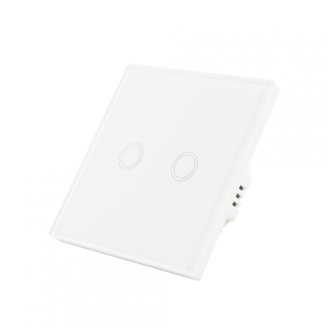 Intrerupator dublu cu touch PNI SH202 din sticla, alb cu - imagine 6