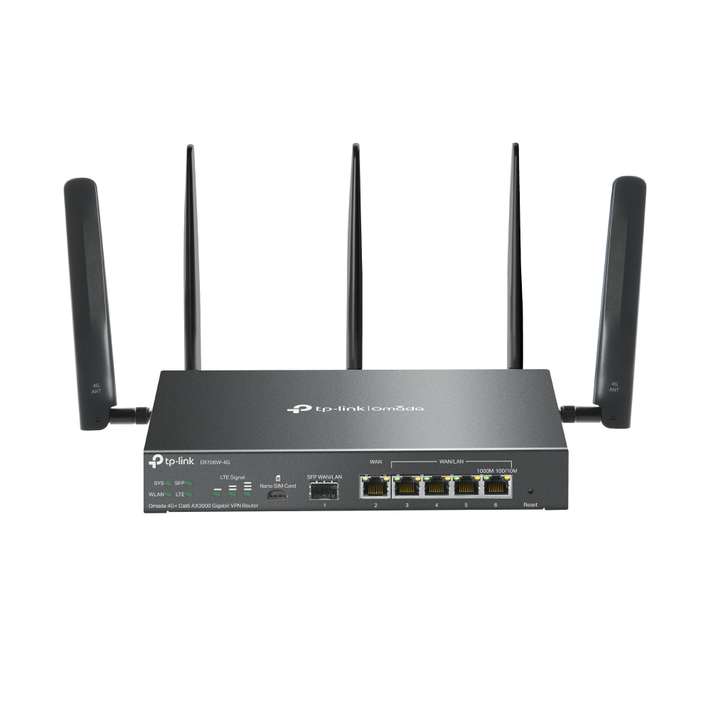 "Omada 4G+ Cat6 AX3000 Gigabit VPN Router PORT: 1× Gigabit