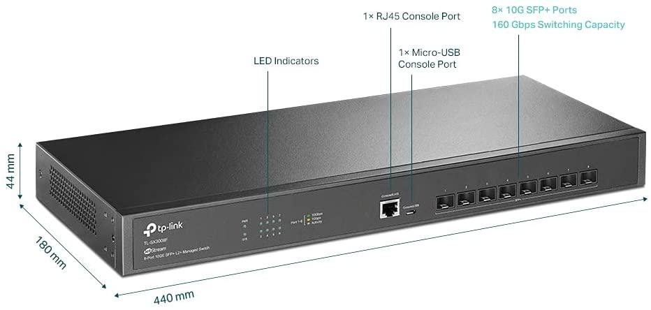"JetStream™ 8-Port 10GE SFP+ L2+ Managed Switch PORT: 8× 10G