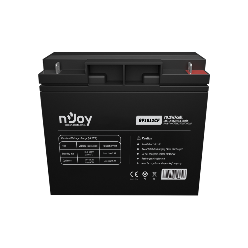 Acumulator NJOY GP1812CF 12V 181x77x167mm, Cycle use 14.4V- 15.0V max.