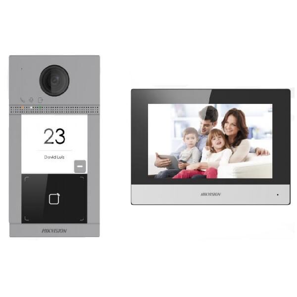 Kit videointercom IP Hikvision DS-KIS604-S(C) pentru o familie (o vila/casa)
