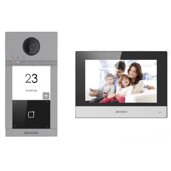 Kit videointercom IP Hikvision DS-KIS604-S(C) pentru o familie (o vila/casa)
