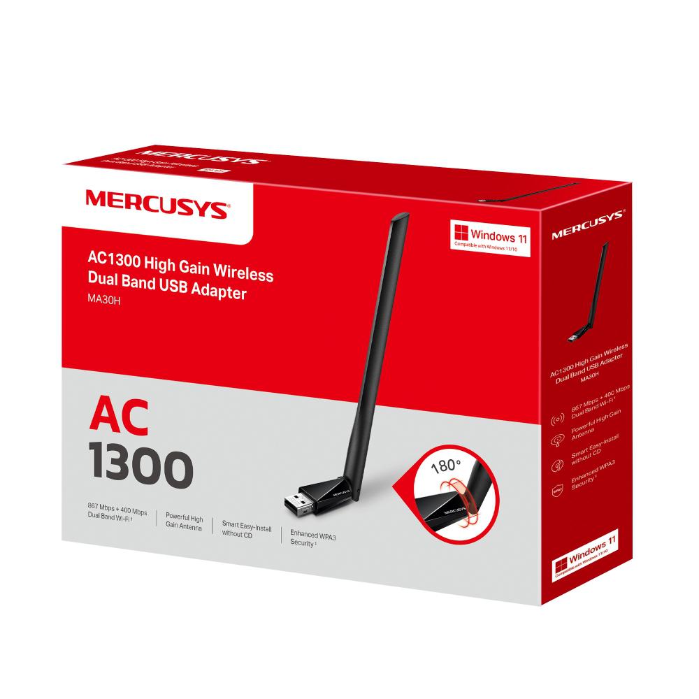 Adaptor Mercusys USB Dual Band High Gain AC1300, Standarde Wireless: - imagine 3