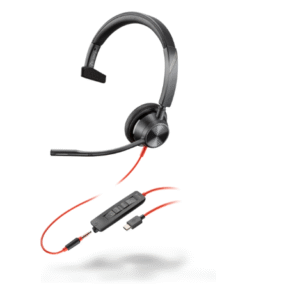 Poly Blackwire 3315 Monaural USB-C Headset +3.5mm Plug +USB-C/A Adapter