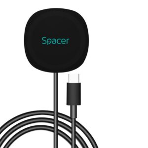 Incarcator wireless Spacer, Quick Charge 15W Qi, conector Type-C, rol