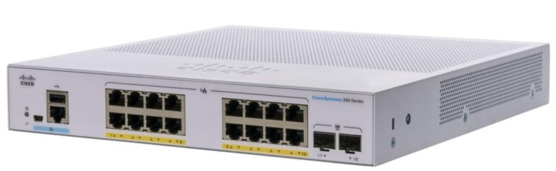Switch Cisco CBS350 - 16FP - 2G, 16 Porturi 10/100/1000, 2 X SFP