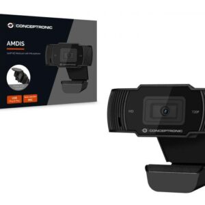 CONCEPTRONIC AMDIS03B 720P HD Webcam with Microphone, 1080P Interpolated, 75