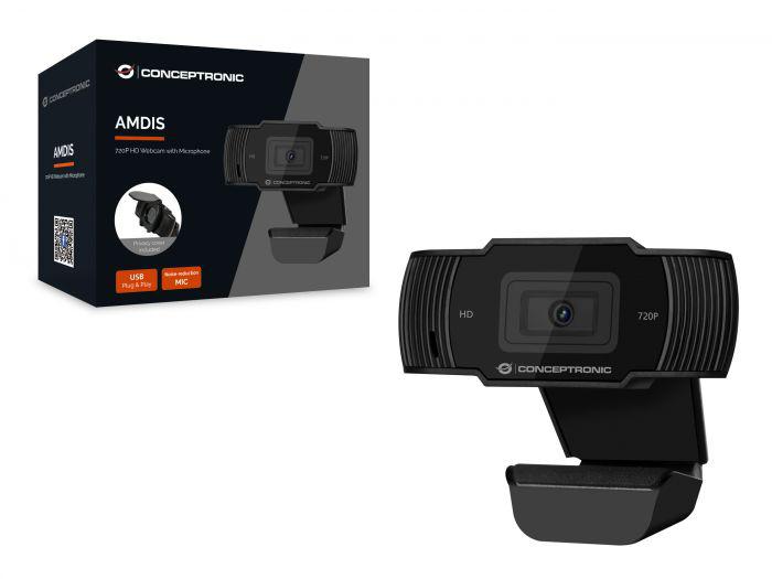 CONCEPTRONIC AMDIS03B 720P HD Webcam with Microphone, 1080P Interpolated, 75