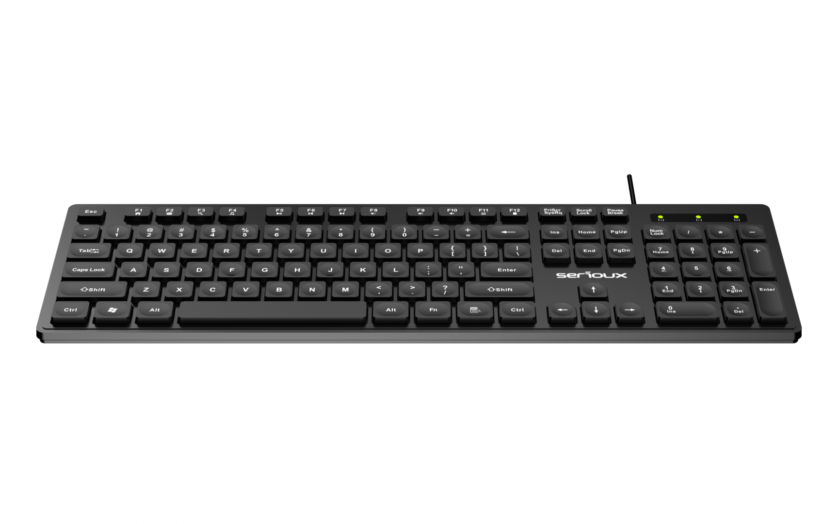 Tastatura Serioux cu fir, interfata USB, 104 taste, material ABS, - imagine 3
