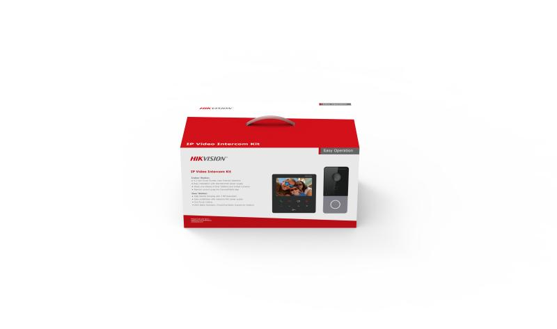 Kit videointercom IP Hikvision DS-KIS606-P, contine: DS-KV6113-PE1(C) × 1, DS-KH6110-WE1
