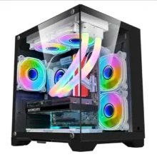 Carcasa 1stPlayer Gaming MV5 - TP - bk - negru - 5 ventilatoare aRGB infinity efect Micro - ATX - telecomanda